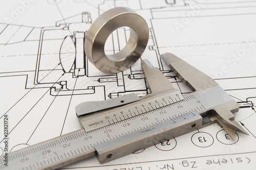 Technische Zeichnung, technical drawing caliper photo