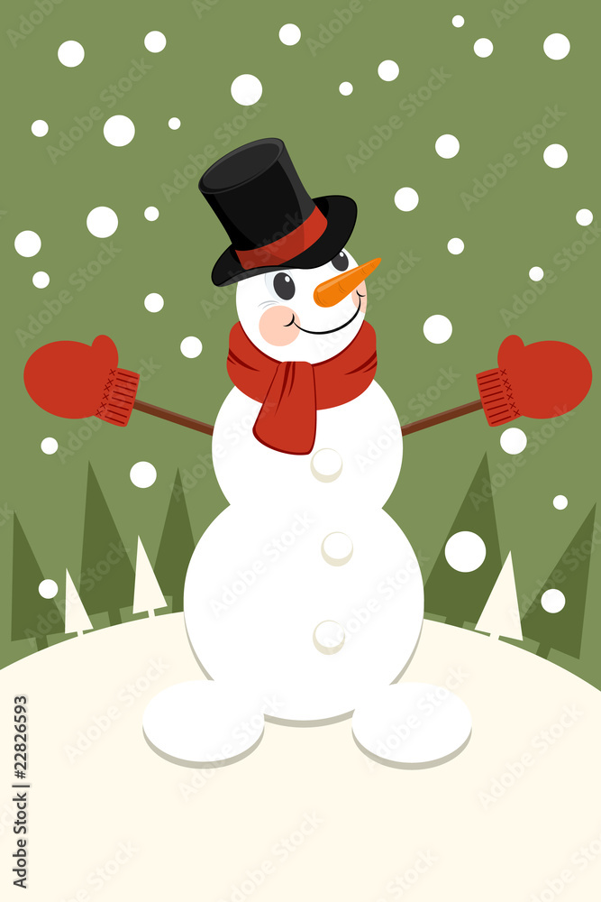 Invitation card with a snowman Invitation card with a snowman