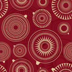 Wandcirkels Bordeaux patronen Retro ballen naadloos patroon  © Svetlana Ivanova