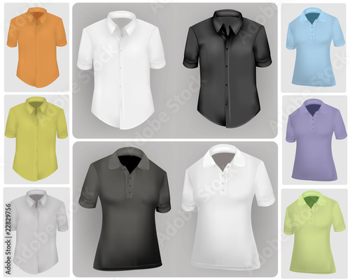 Vector illustration. Polo shirt and t-shirt design template