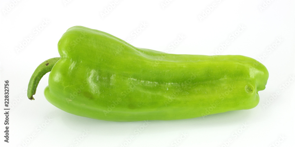 A single green cubanelle chili pepper A single green cubanelle chili pepper