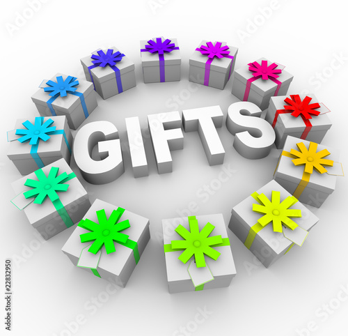 Gifts - Presents in Circle Around Word photo