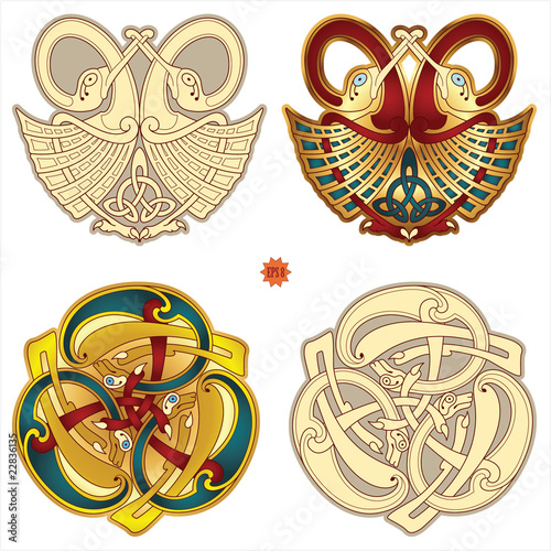 abstract celtic color design works - zoomorph motifs