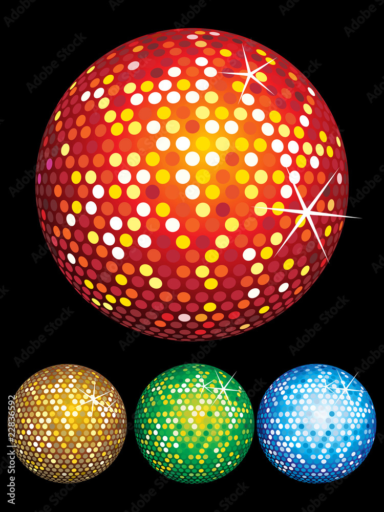 abstract colorful disco balls set abstract colorful disco balls set