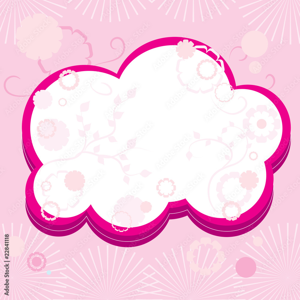 Pink greetings card with flowers, part 15,  vector illustration