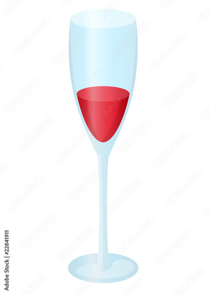 The glass high bocal half filled with red wine The glass high bocal half filled with red wine