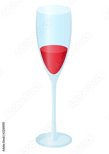 The glass high bocal half filled with red wine