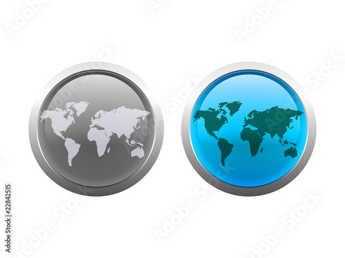 Vector World Map Buttons