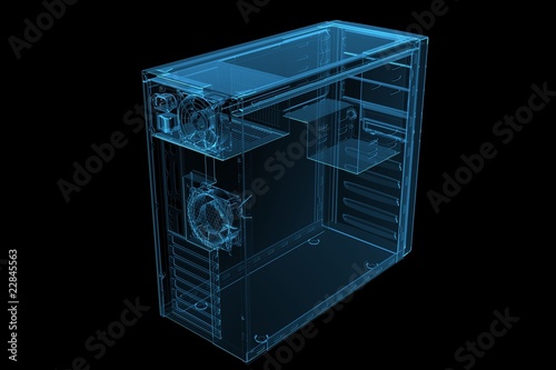 ATX MID TOWER CASE 3D xray blue transparent