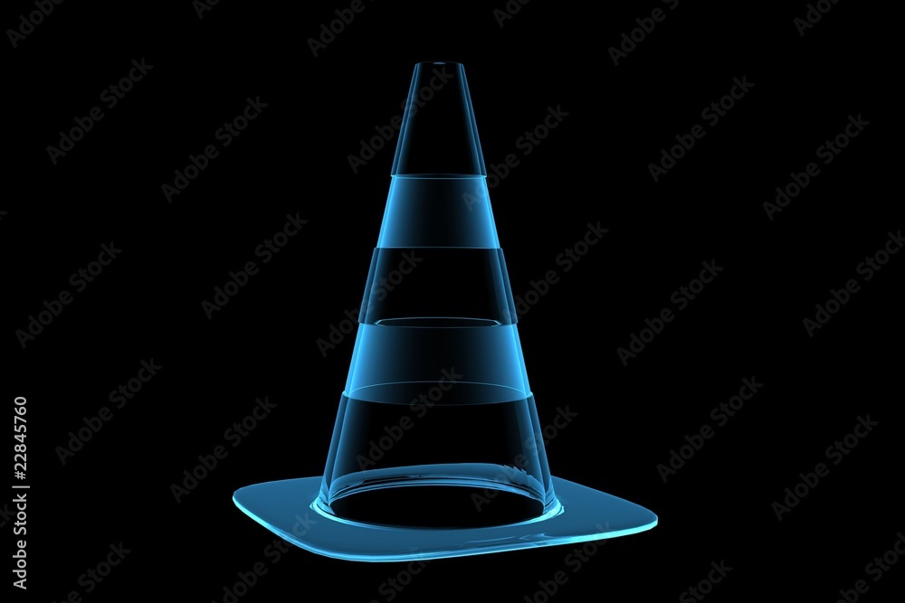 Traffic cone 3D xray blue transparent Traffic cone 3D xray blue transparent