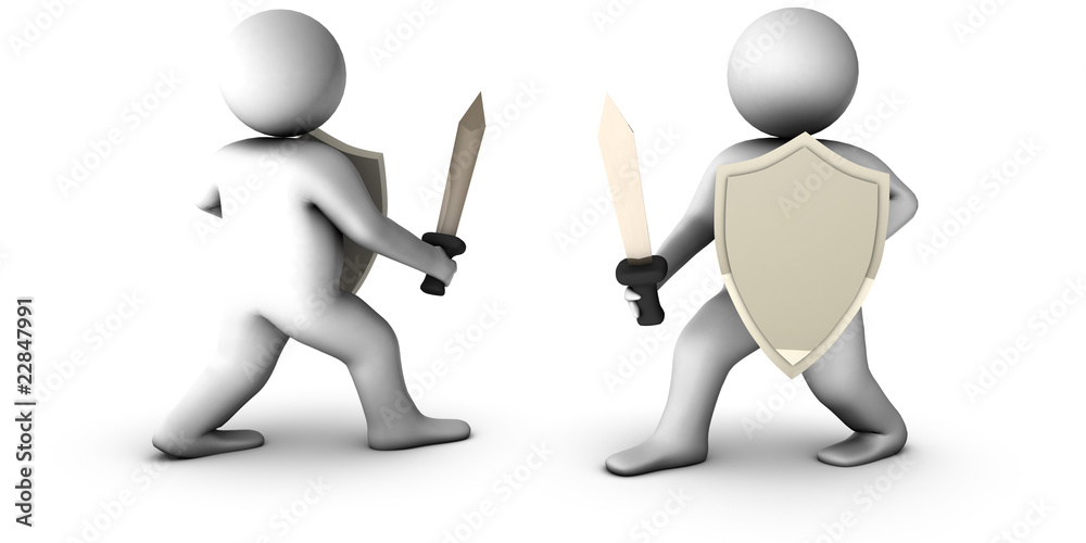 3d knights with sword on white background 3d knights with sword on white background