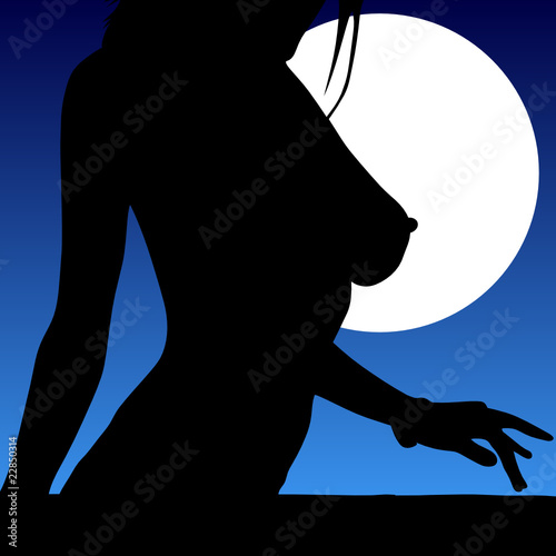 girl at the moonlight illustration