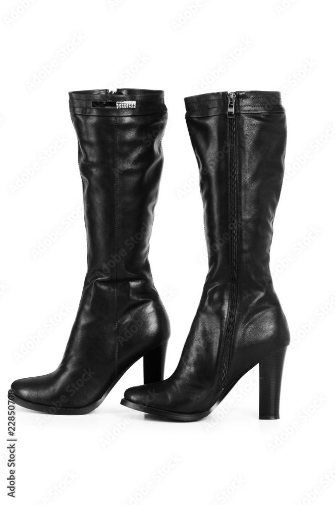 Black boots isolated on the white background