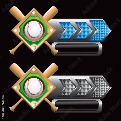 baseball diamond and bats blue and gray arrow nameplates