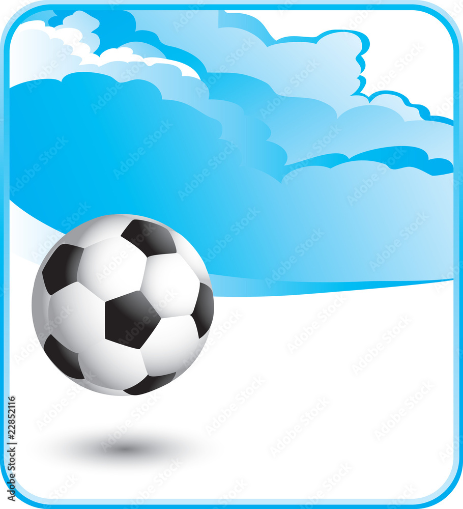 Naklejka premium soccer ball cloud background