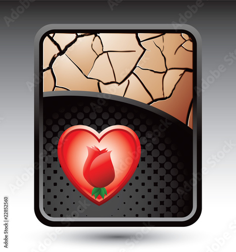 heart and rose bronze cracked background