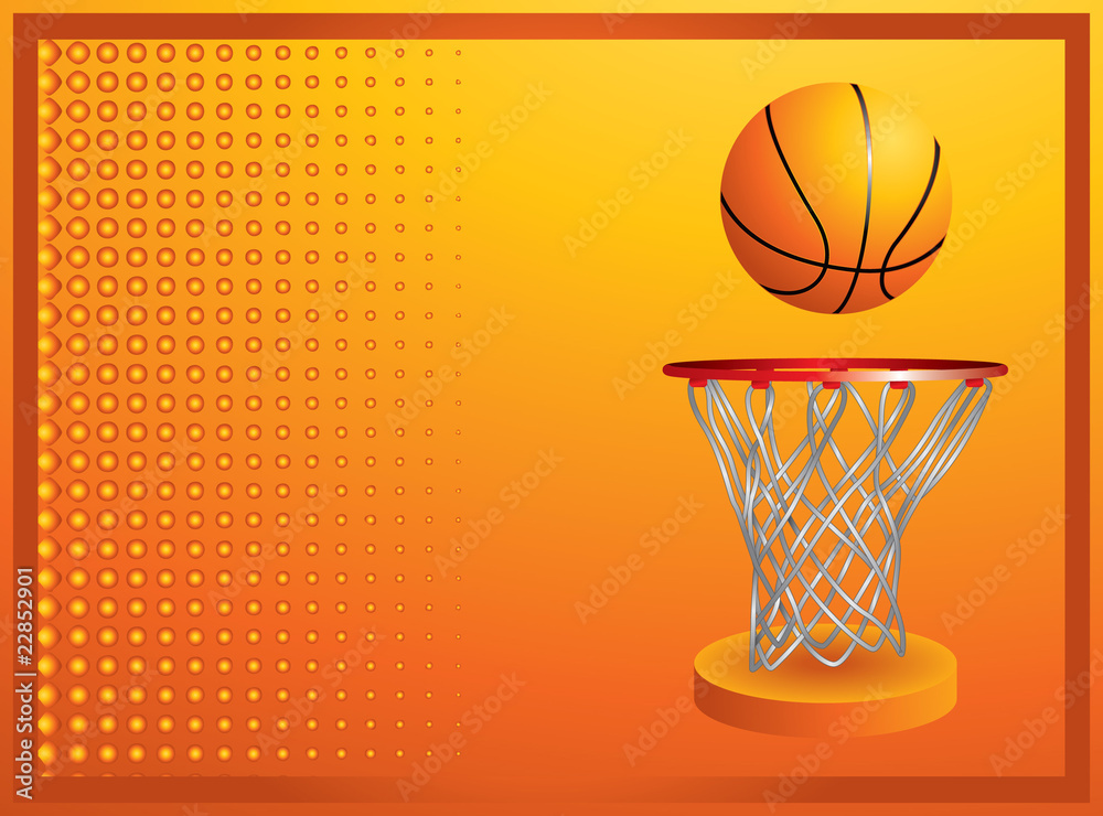 basketball and hoop orange halftone template