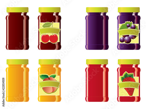 Jam jars and labels vector