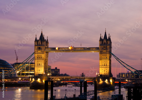 View of the Tower Bridge in London at sunset