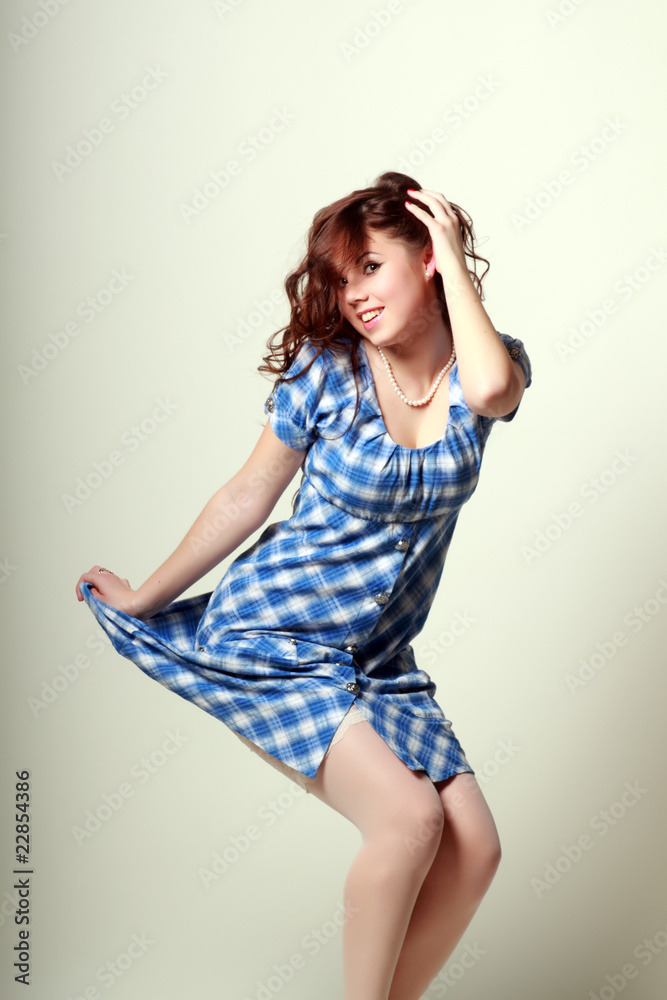 Beautiful girl pin-up retro portrait