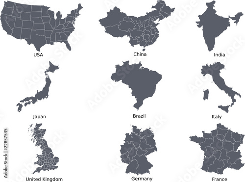 There are maps of some most leading countries in the world