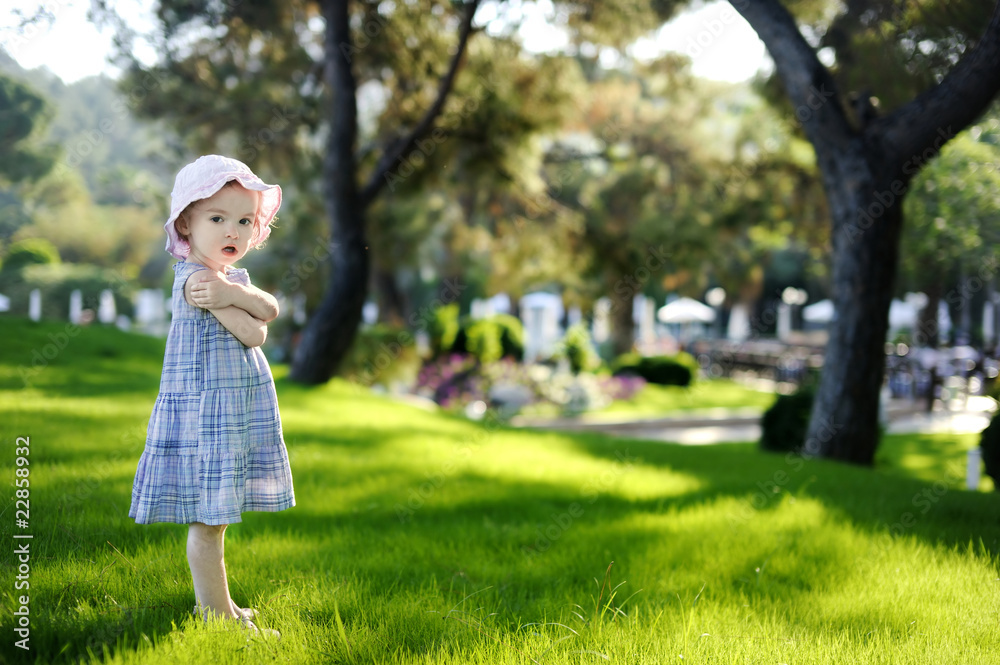 Adorable toddler girl in blue dress Adorable toddler girl in blue dress