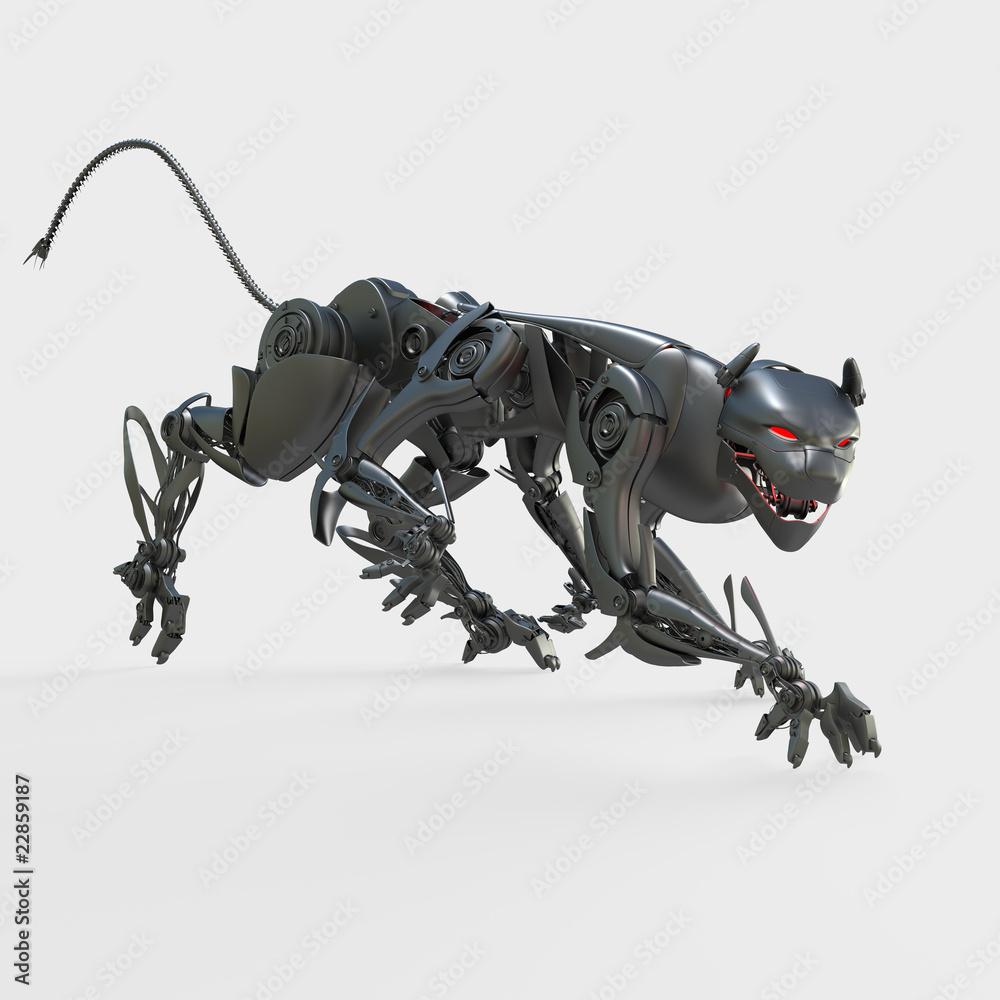 Cyber panther with six legs Stock Illustration | Adobe Stock