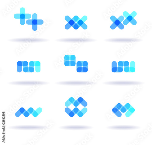 Set of blue logos
