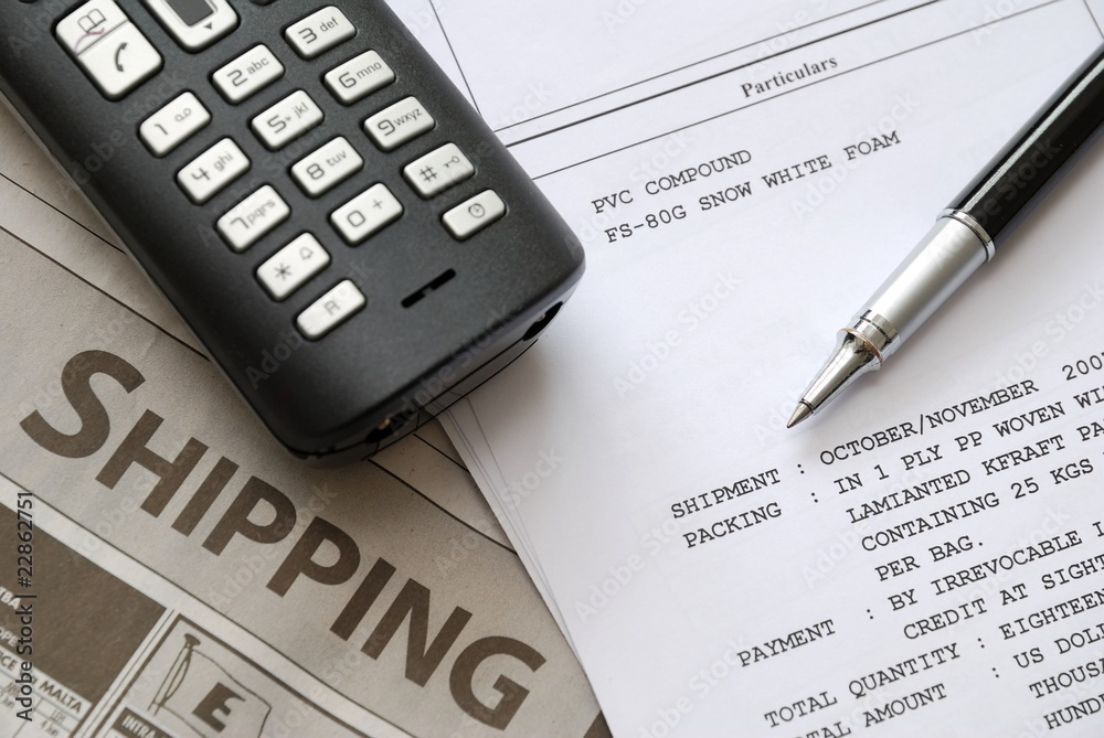 Shipping invoices and documents Shipping invoices and documents