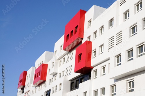 Modern Red and White Residential House photo