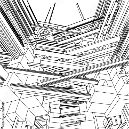 Abstract Urban City Building In Chaos Vector 154