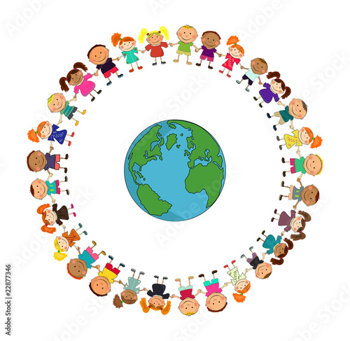 cartoon earth with kids