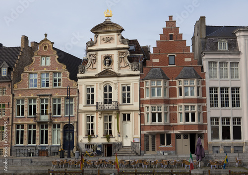 Old houses on the Korenlei in Ghent, Belgium