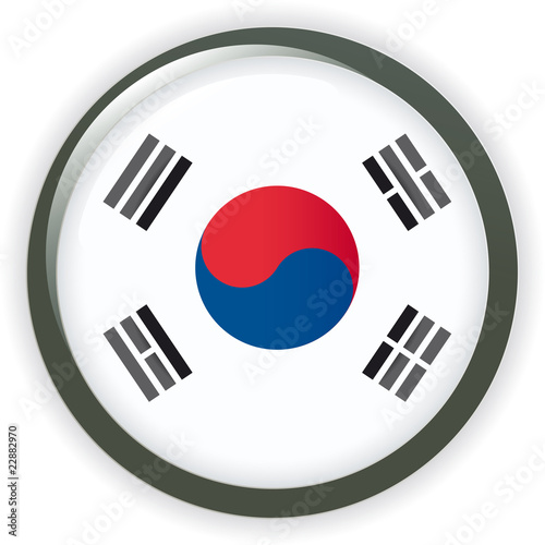 Korea shiny button flag vector illustration