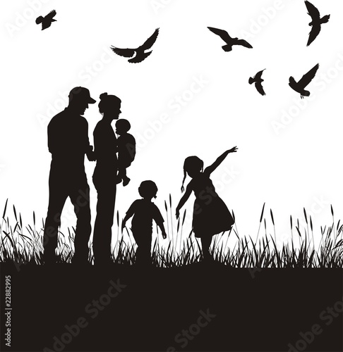 Happy family at the walk