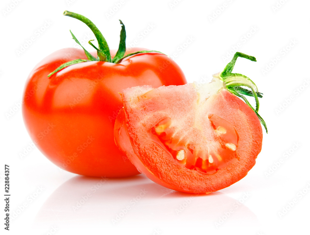 fresh tomato with cut and leaves fresh tomato with cut and leaves