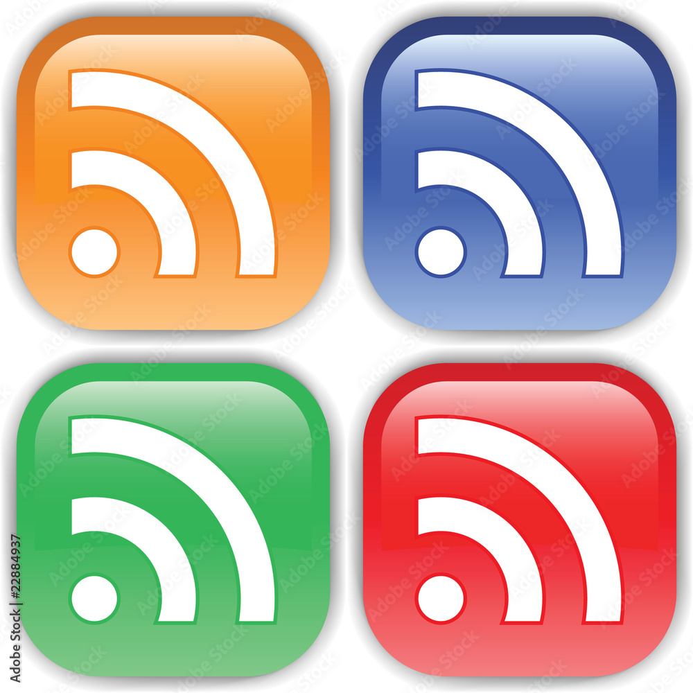 Set of RSS Buttons and Icons. Vector illustration Set of RSS Buttons and Icons. Vector illustration