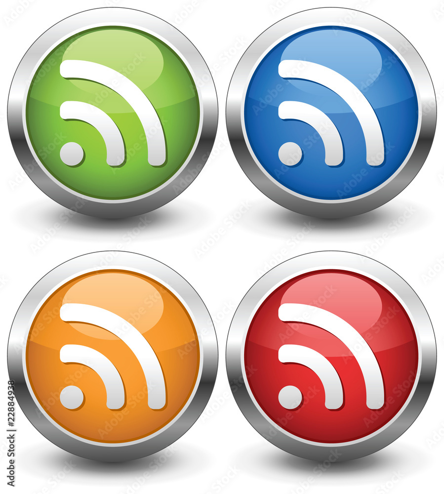 Set of RSS Buttons and Icons. Vector illustration Set of RSS Buttons and Icons. Vector illustration