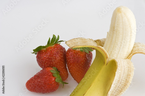 Strawberries and banana photo