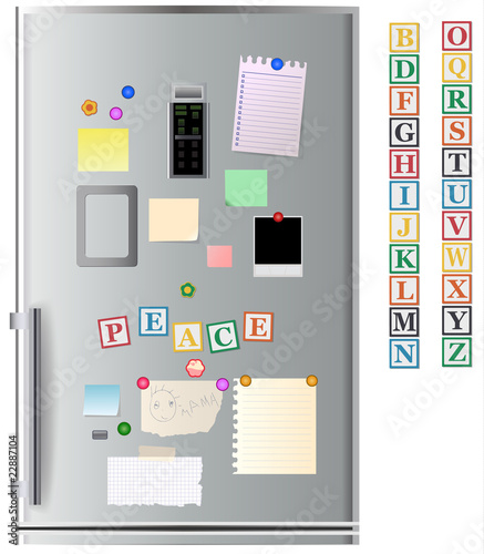 Refrigerator, vector illustration, Georgia font
