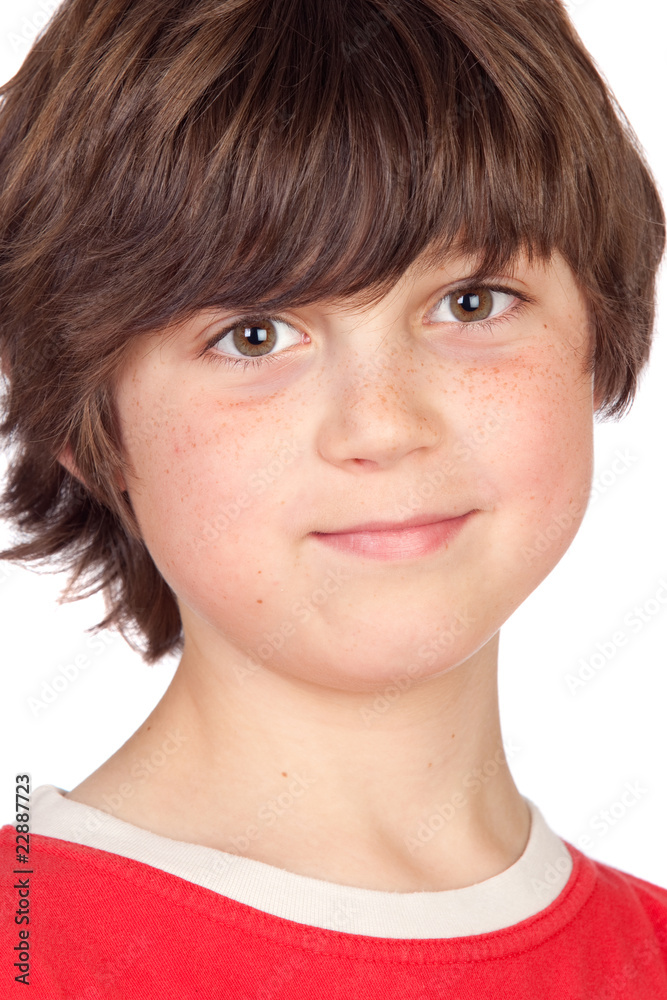 Funny portrait of freckled boy