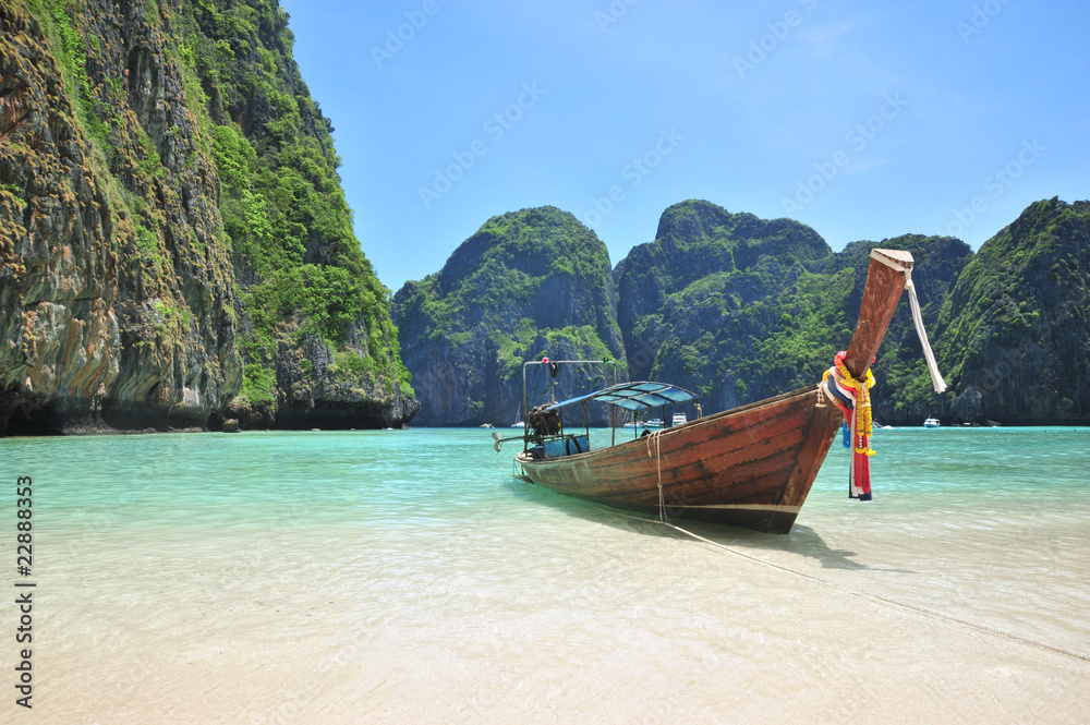 traditional Thailand boat at Phi Phi islands, Thailand traditional Thailand boat at Phi Phi islands, Thailand