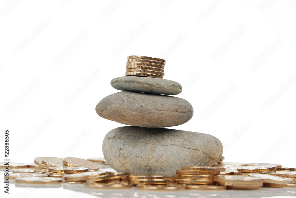 coins on stone coins on stone