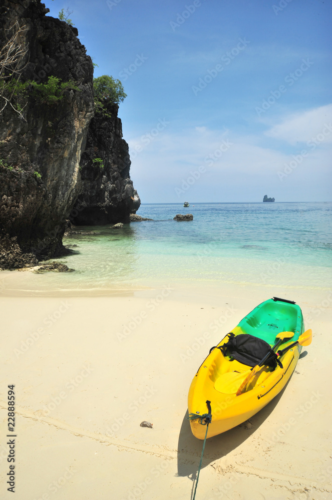 Kayaks on the tropical beach, Phi-Phi Don island, Thailand Kayaks on the tropical beach, Phi-Phi Don island, Thailand