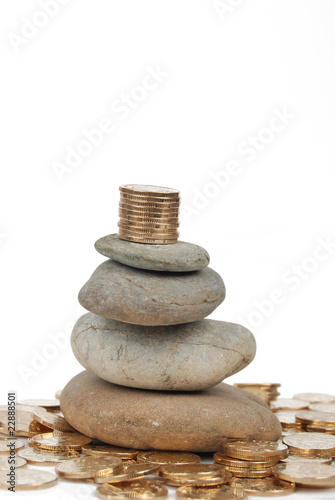 coins on stone