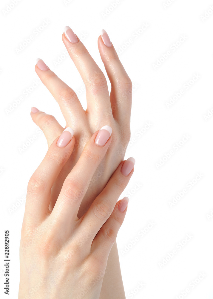 Beautiful hands with perfect nail french manicure Beautiful hands with perfect nail french manicure