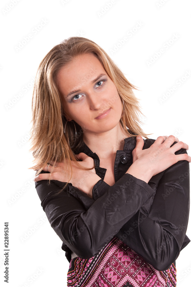 Young blonde modern woman with stylish clothes Young blonde modern woman with stylish clothes