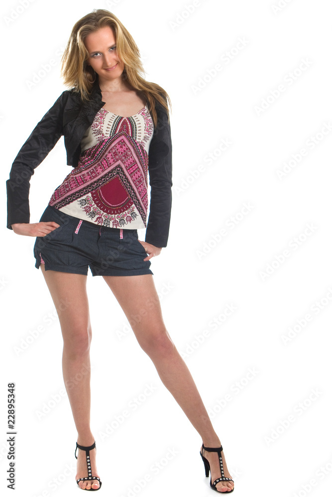 Young blonde modern woman with stylish clothes Young blonde modern woman with stylish clothes