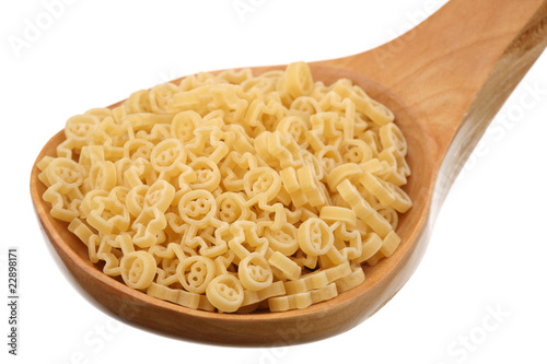 Macaroni in a wooden spoon