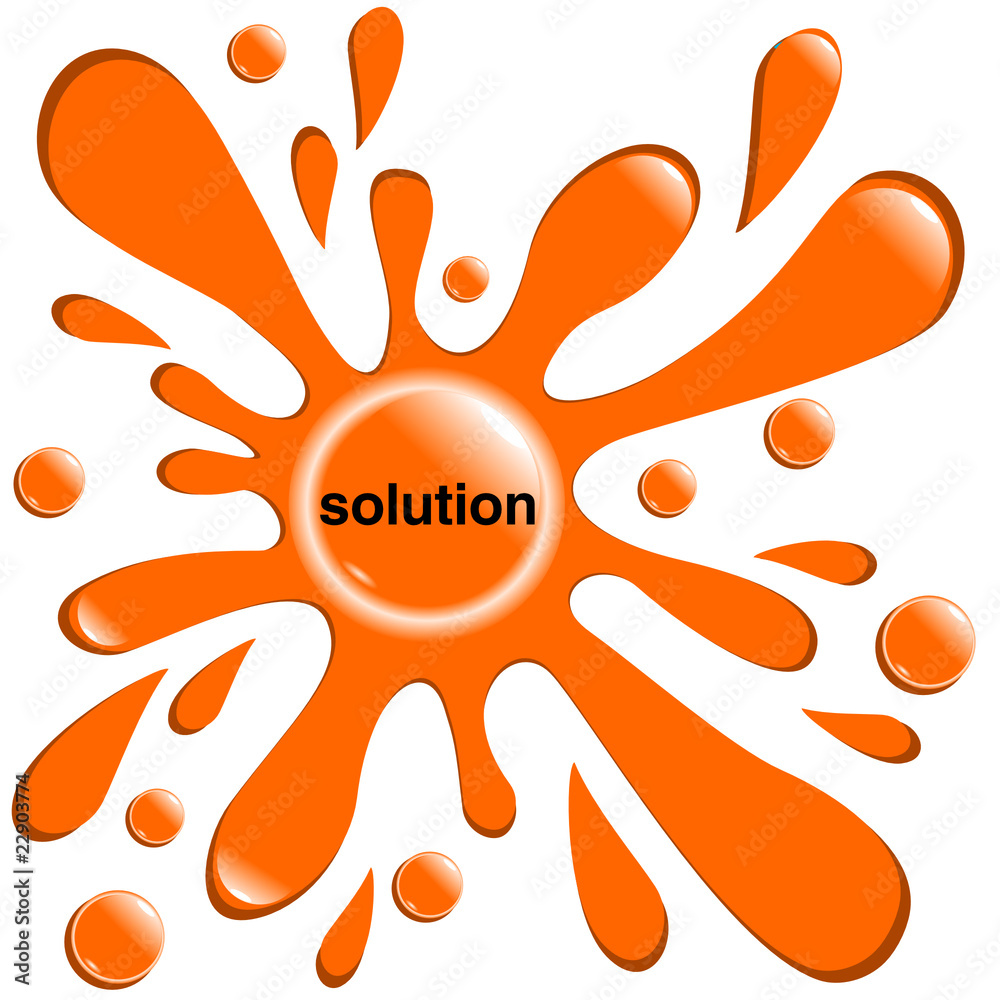 Fototapeta premium button orange blot solution isolated on the white